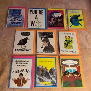 SET of 10 Assorted Greeting Cards by Kiss Me Kwik